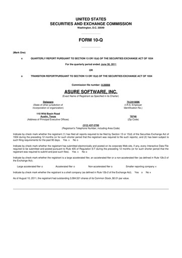 Miniature Asure Software
 10-Q Rapport trimestriel 2011 