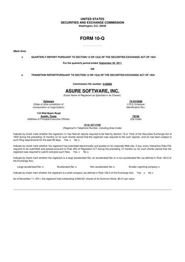 Miniature Asure Software
 10-Q Rapport trimestriel 2011 