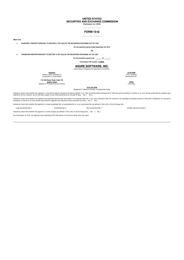 Miniature Asure Software
 10-Q Rapport trimestriel 2012 