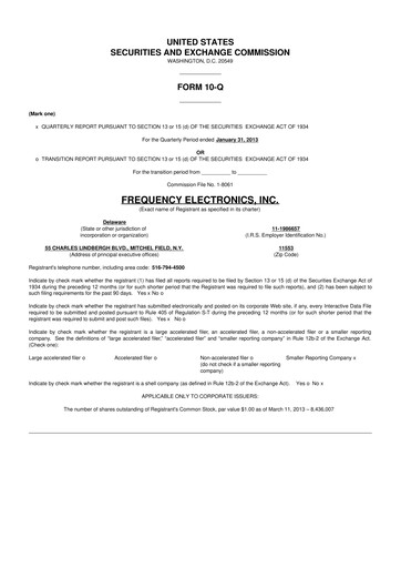 Thumbnail Frequency Electronics 10-Q Quarterly Report FY2013 