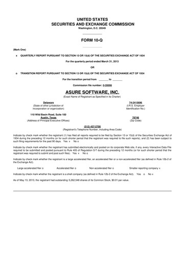 Miniature Asure Software
 10-Q Rapport trimestriel 2013 