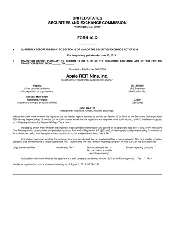 Thumbnail Apple Hospitality REIT
 10-Q Quarterly Report FY2013 