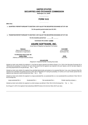 Miniature Asure Software
 10-Q Rapport trimestriel 2013 