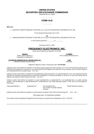 Thumbnail Frequency Electronics 10-Q Quarterly Report FY2014 