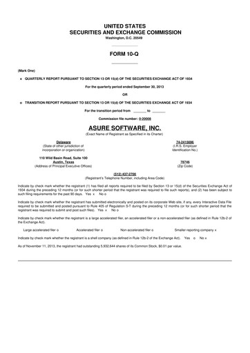 Miniature Asure Software
 10-Q Rapport trimestriel 2013 