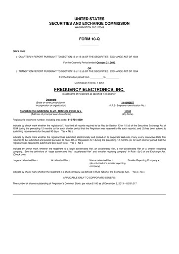 Thumbnail Frequency Electronics 10-Q Quarterly Report FY2014 