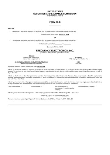 Thumbnail Frequency Electronics 10-Q Quarterly Report FY2014 