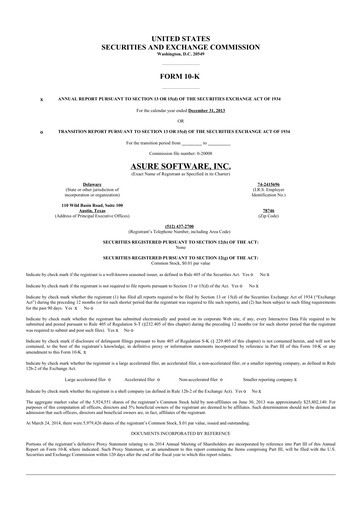 Thumbnail Asure Software
 10-K Annual Report 2013