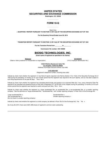 Thumbnail BioSig Technologies
 10-Q Quarterly Report FY2014 