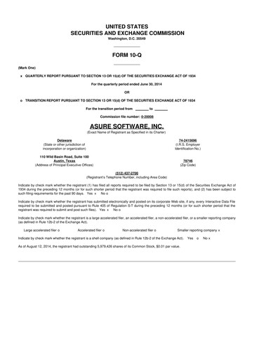 Miniature Asure Software
 10-Q Rapport trimestriel 2014 