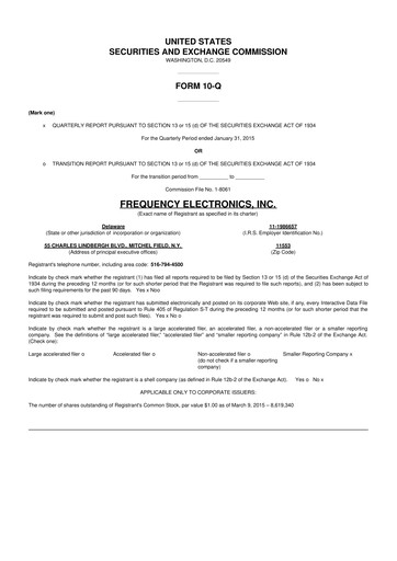 Thumbnail Frequency Electronics 10-Q Quarterly Report FY2015 