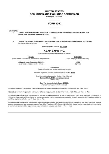 Miniature Ryvyl Inc. 10-K Rapport annuel 2014
