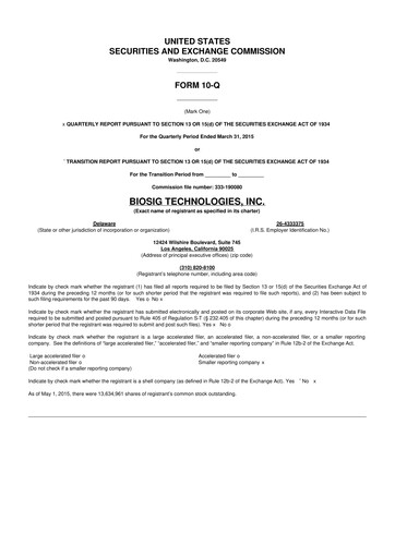 Thumbnail BioSig Technologies
 10-Q Quarterly Report FY2015 