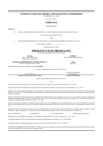 Thumbnail Frequency Electronics 10-K Annual Report 2016