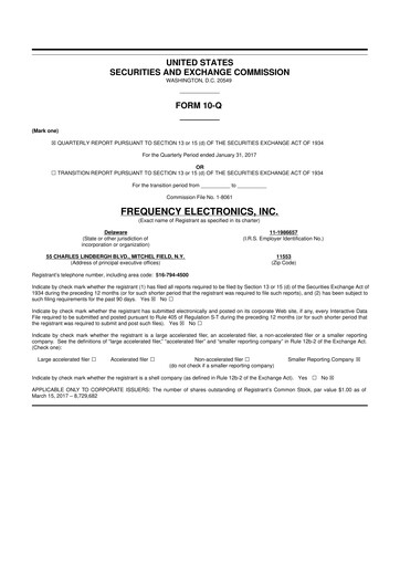 Thumbnail Frequency Electronics 10-Q Quarterly Report FY2017 