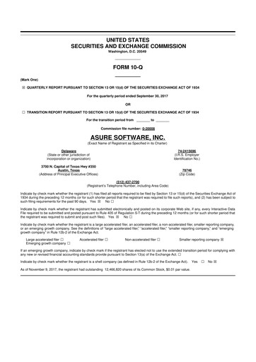 Miniature Asure Software
 10-Q Rapport trimestriel 2017 