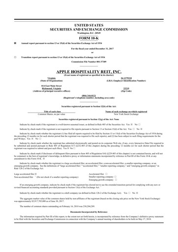 Thumbnail Apple Hospitality REIT
 10-K Annual Report 2017
