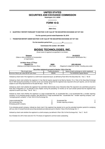Thumbnail BioSig Technologies
 10-Q Quarterly Report FY2019 