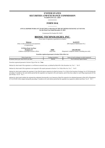 Thumbnail BioSig Technologies
 10-K Annual Report 2019