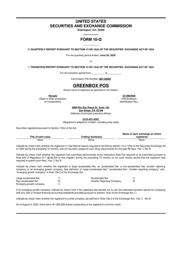 Vorschaubild Ryvyl Inc. 10-Q Quartalsbericht 2020 