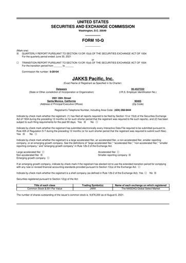 Thumbnail Jakks Pacific
 10-Q Quarterly Report FY 