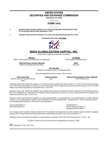 Thumbnail 	IGC Pharma 10-Q Quarterly Report FY2022 