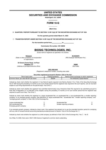 Thumbnail BioSig Technologies
 10-Q Quarterly Report FY2022 