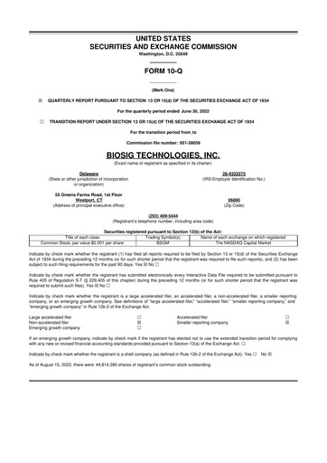 Thumbnail BioSig Technologies
 10-Q Quarterly Report FY2022 