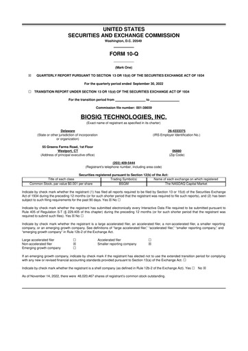 Thumbnail BioSig Technologies
 10-Q Quarterly Report FY2022 