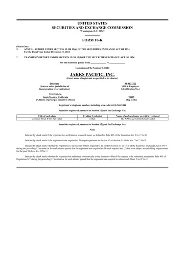 Thumbnail Jakks Pacific
 10-K Annual Report 2022