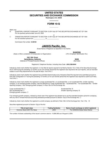 Thumbnail Jakks Pacific
 10-Q Quarterly Report FY 