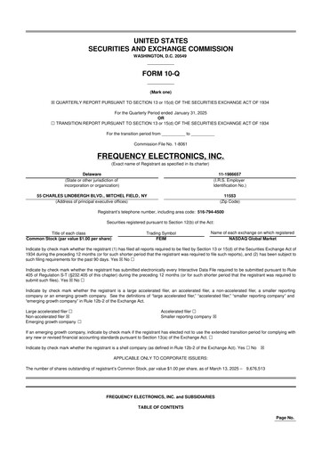 Thumbnail Frequency Electronics 10-Q Quarterly Report FY2025 