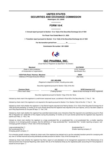 Thumbnail 	IGC Pharma 10-K Annual Report 2025