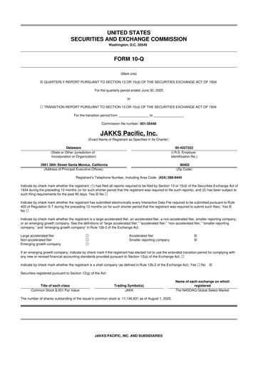 Thumbnail Jakks Pacific
 10-Q Quarterly Report FY 