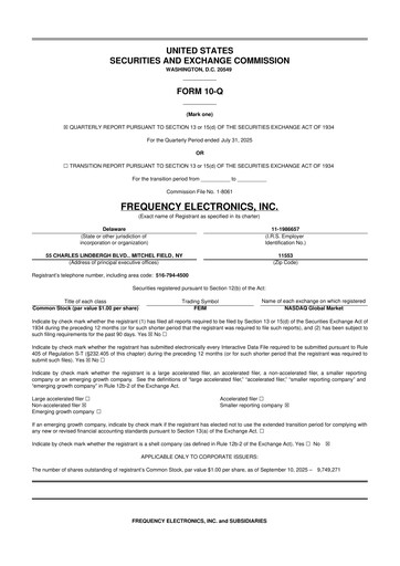 Thumbnail Frequency Electronics 10-Q Quarterly Report FY2026 