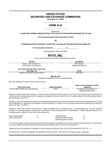 Vorschaubild Ryvyl Inc. 10-Q Quartalsbericht 2025 