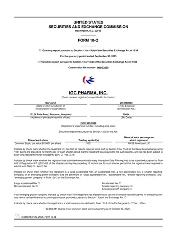 Thumbnail 	IGC Pharma 10-Q Quarterly Report FY2026 