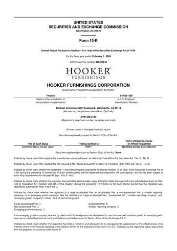 Vorschaubild Hooker Furnishings 10-K Jahresbericht 