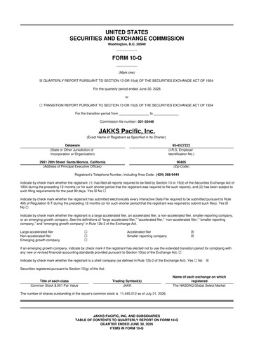 Thumbnail Jakks Pacific
 10-Q Quarterly Report FY2026 