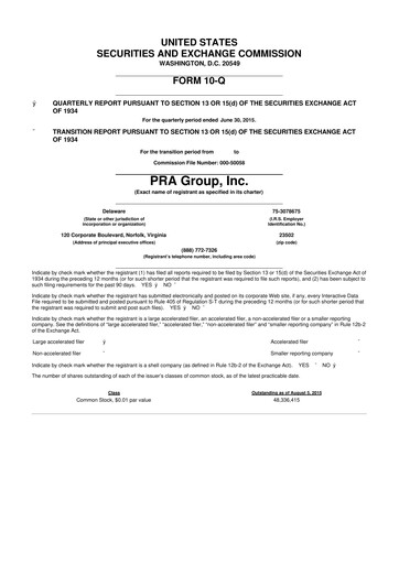 Thumbnail PRA Group
 10-Q Quarterly Report FY2015 