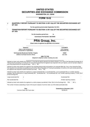 Thumbnail PRA Group
 10-Q Quarterly Report FY2015 
