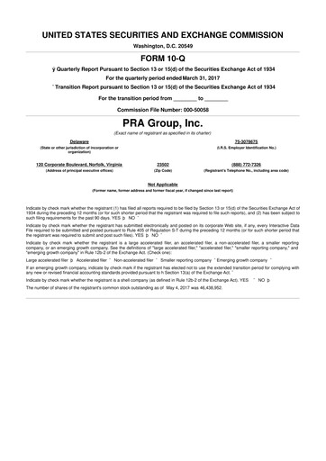 Thumbnail PRA Group
 10-Q Quarterly Report FY2017 