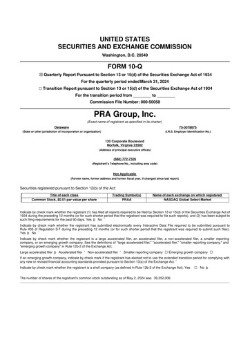 Thumbnail PRA Group
 10-Q Quarterly Report FY2024 