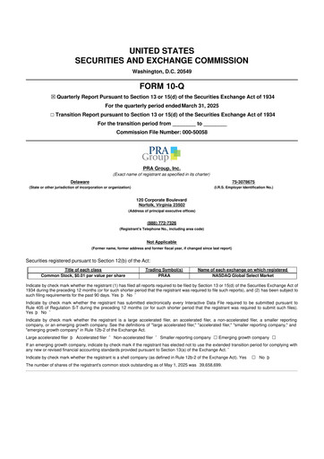 Thumbnail PRA Group
 10-Q Quarterly Report FY2025 