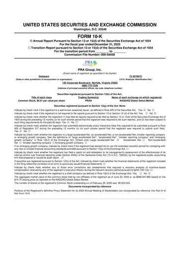 Miniature PRA Group
 10-K Rapport annuel 2025