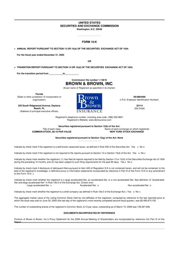 Miniature Brown & Brown
 10-K Rapport annuel 