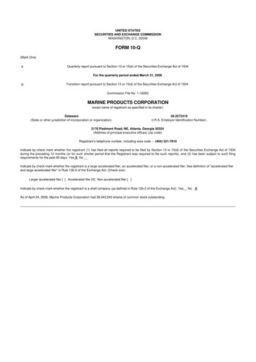 Miniature Marine Products Corporation 10-Q Rapport trimestriel  