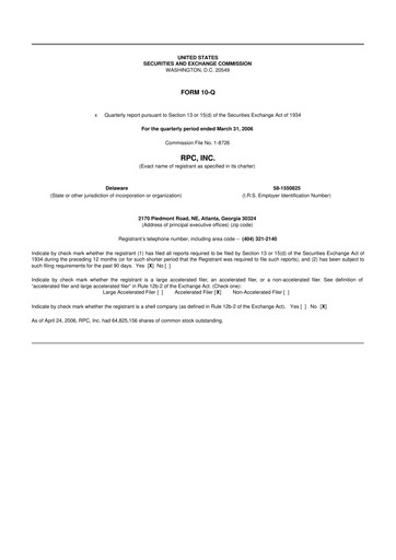 Thumbnail RPC, Inc. 10-Q Quarterly Report FY 