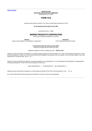 Miniature Marine Products Corporation 10-Q Rapport trimestriel  