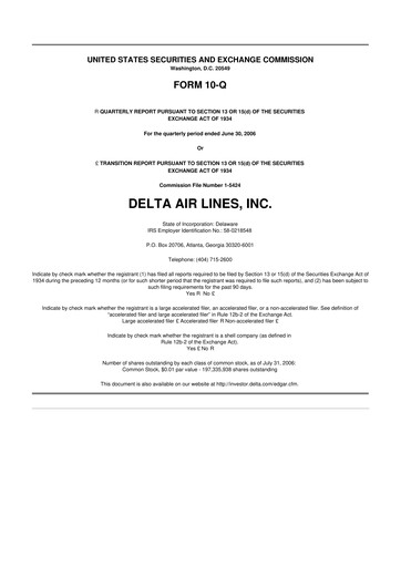 Thumbnail Delta Air Lines 10-Q Quarterly Report FY 